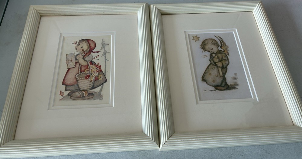 2 vintage Hummel prints made in W. Germany. framed reproduction