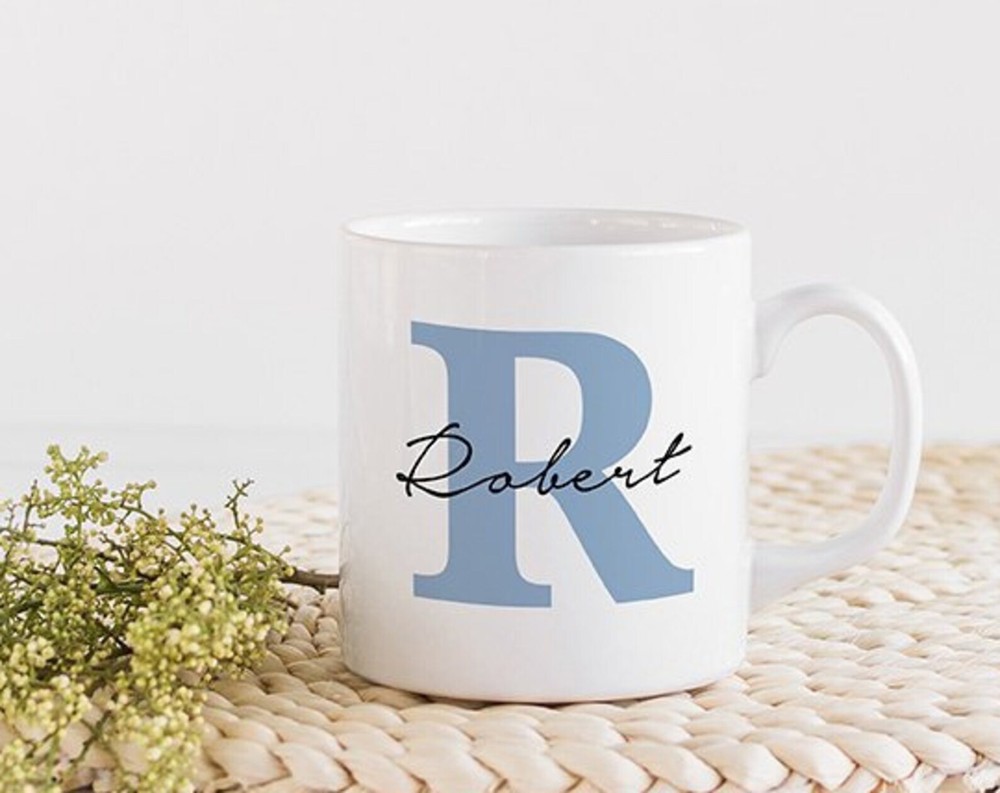 Personalised Mug With Elegant Initial Gift For Him Or Her  Personalized Mug