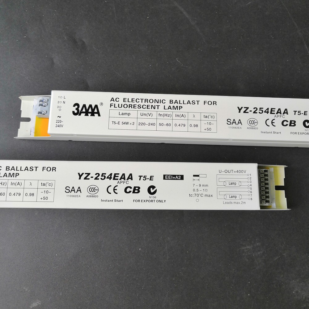 3AAA YZ-254EAA T5-E 220-240V 2x54W Fluorescent Lamp Electronic Ballasts Starter
