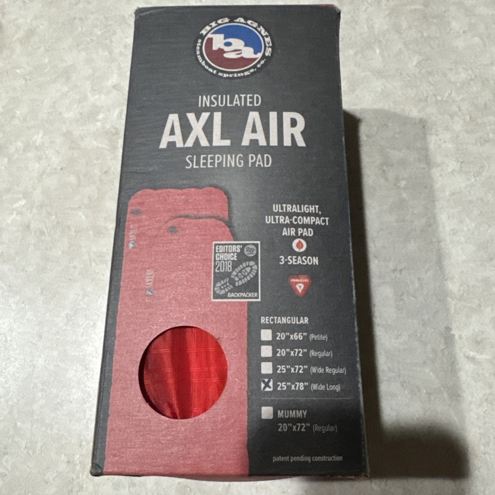Big Agnes Axl Insulated Air Sleeping Pad 25”x78
