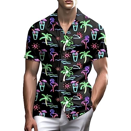 Flamingo Hawaiian Shirt Button Up Beach Summer Vacation Aloha Gift