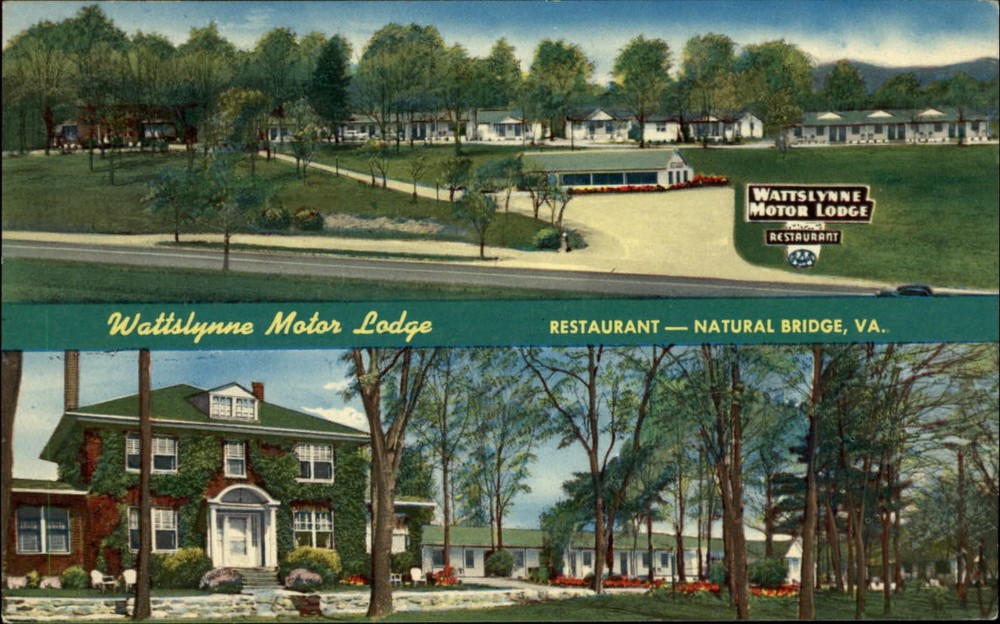 Natural Bridge Virginia Wattslynne Motor Lodge two view ~ postcard sku161