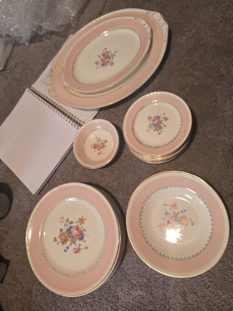 Vintage Homer Laughlin Lifetime China Pink Rose Dinner Plates 4. More Available