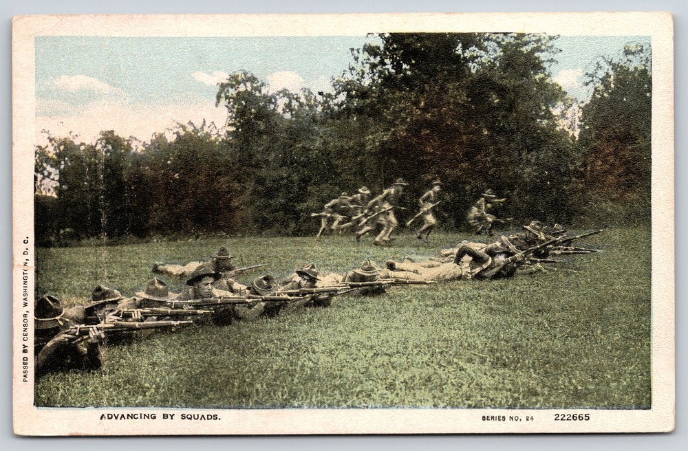 Military~Soldiers Advancing By Squads~Vintage Postcard