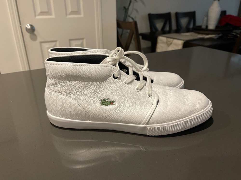 Lacoste Men’s White Leather Shoes Size 10 Worn Once