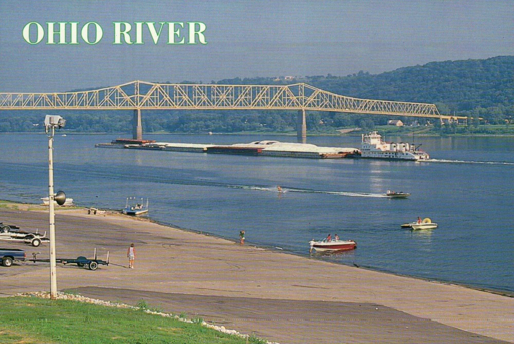 Bridge Madison Indiana and Milton Kentucky, Ohio River, IN & KY --- Postcard