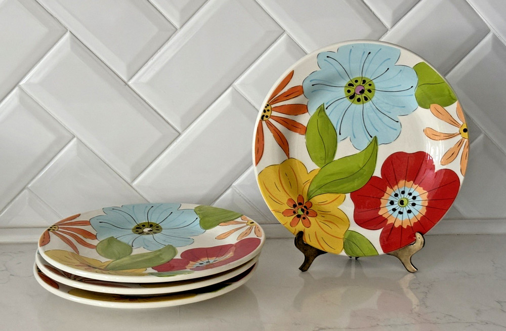 Gates Ware / Laurie Gates~Set of 4 Plates~Spring Flowers~8