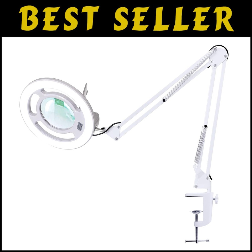 Ergonomic 10X Magnifying Lamp with Clamp and LED Light – Natural Brightness