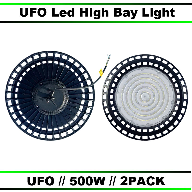 2-Pack 500W UFO LED Bay Light for Warehouse & Commercial Use  