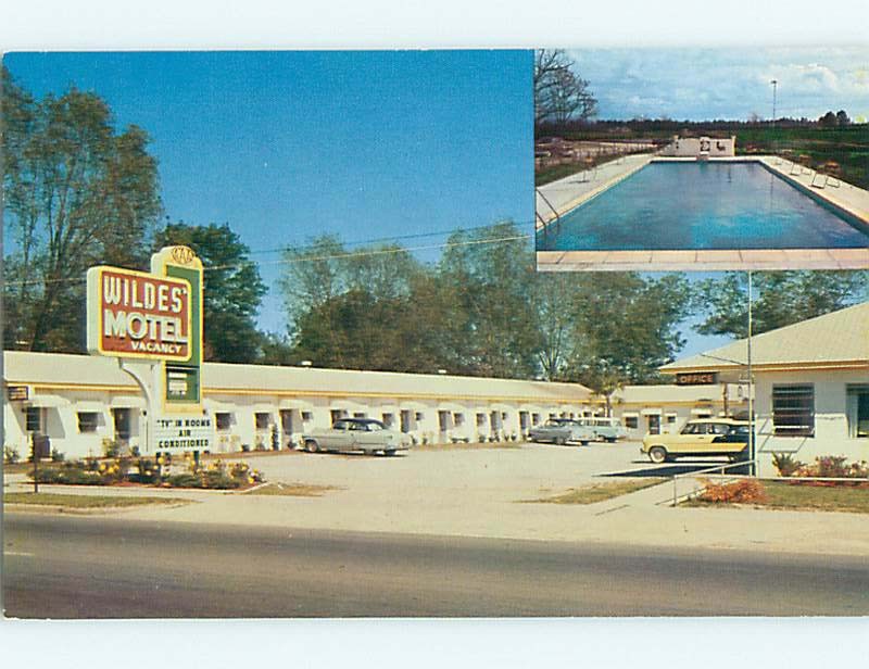 Unused Pre-1980 OLD CARS & WILDES MOTEL & POOL Statesboro Georgia GA u5561@