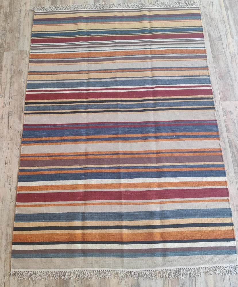 Geometric Handwoven Wool Dhurrie Rug Color Multicolor Handmade Design Carpet Rug