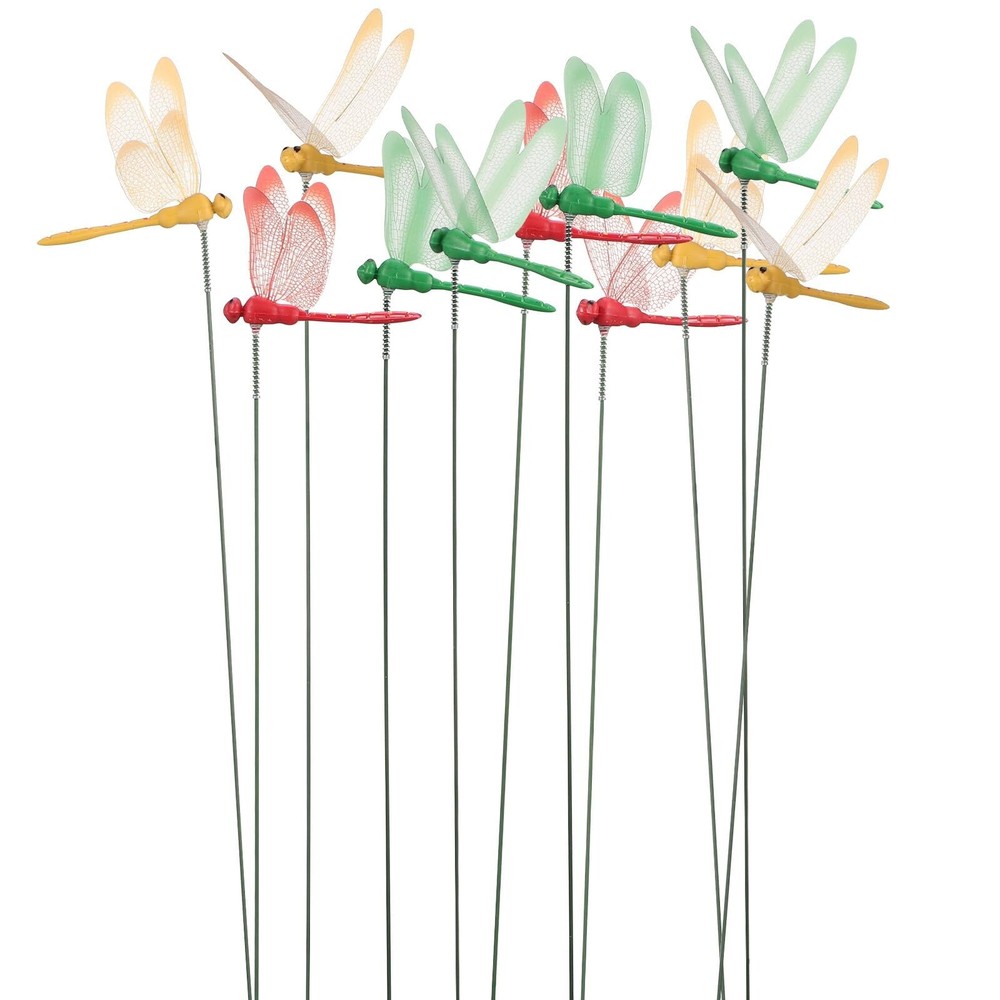 Kisangel 16Pcs Dragonfly Floral Picks Dragonflies Garden Stakes Stems Decorat...