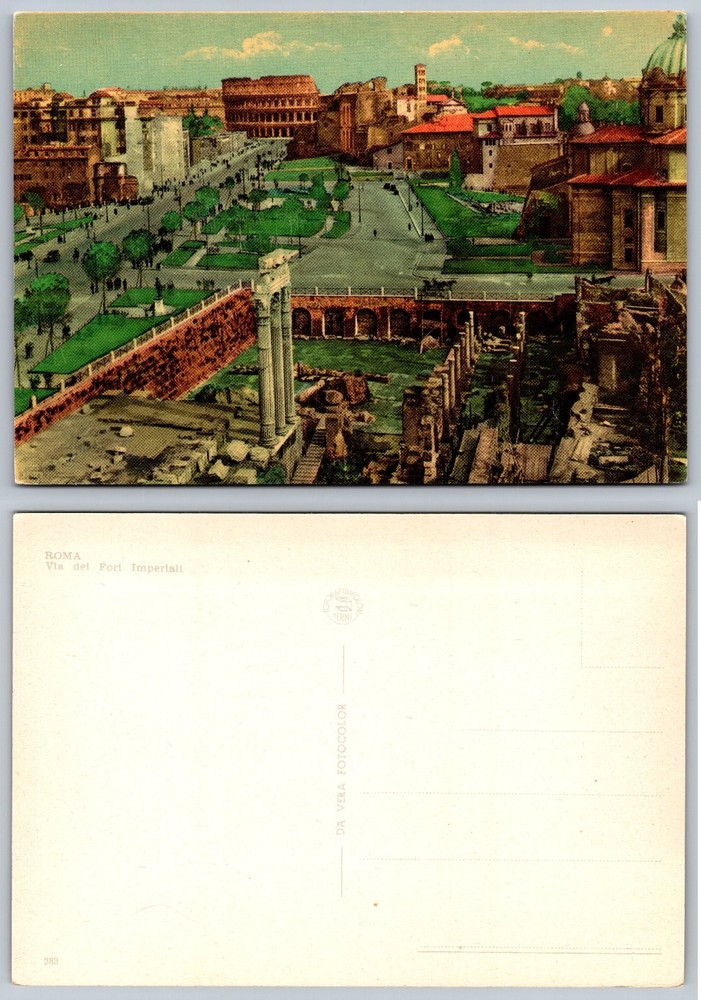 Rome Italy Colosseum Via Fori Imperiali Vintage Postcard A.G.C. Terni