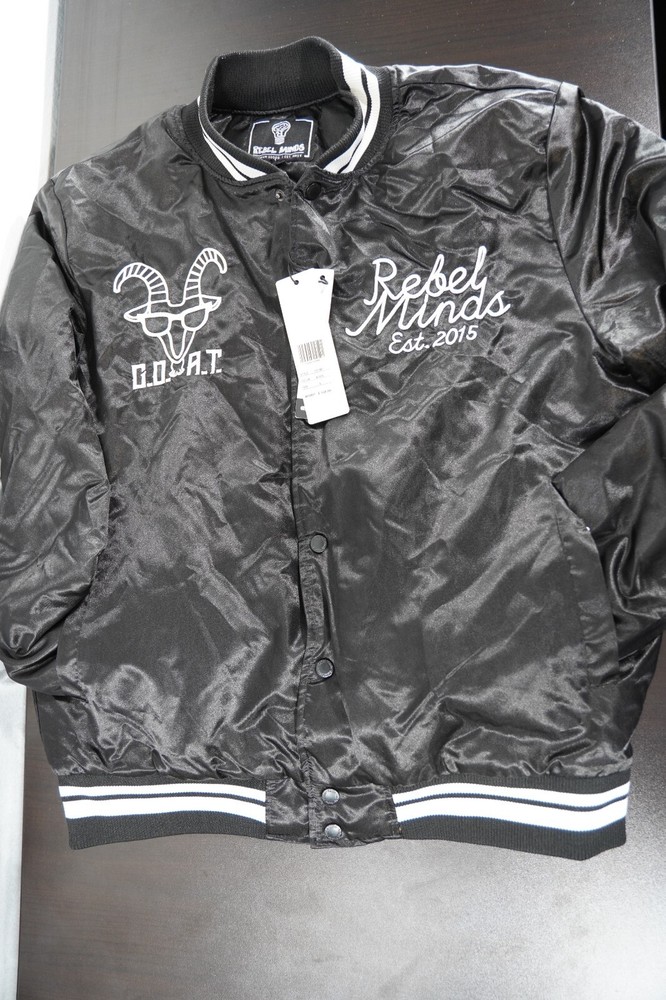Rebel Minds G.O.A.T. Varsity Jacket Men's Black Size Large