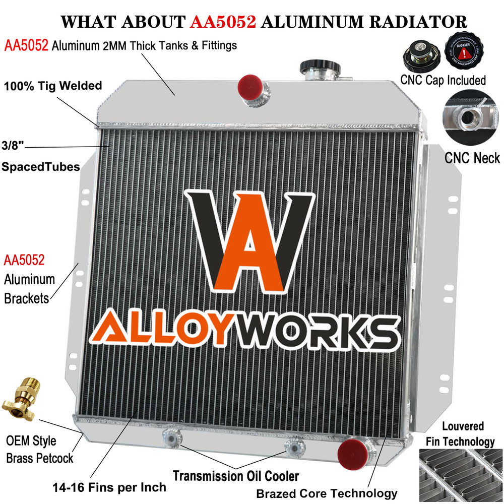 4 Row Aluminum Radiator For 60-62 Chevy GMC C/K Series Pickup Suburban Apache V8