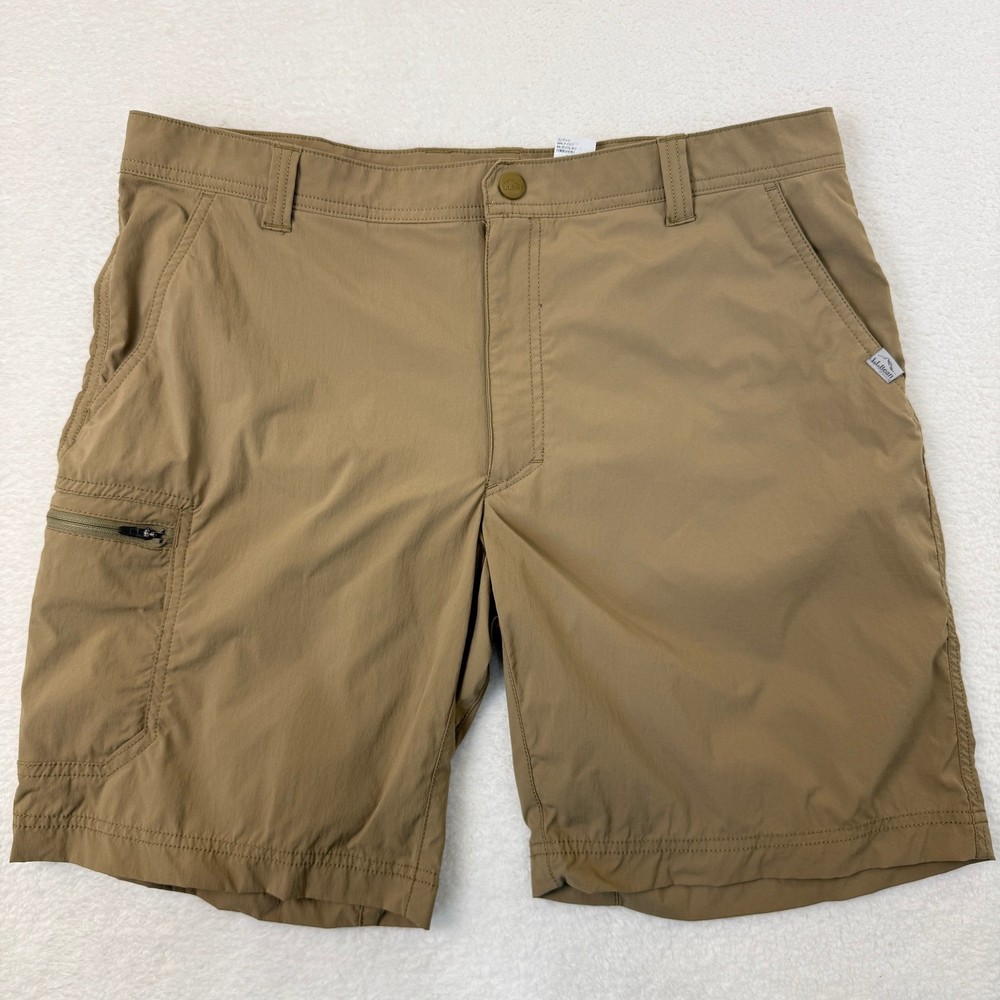 LL Bean Access Trail Hiking Shorts Mens 36 Tan Khaki Outdoor Stretch Lightweight