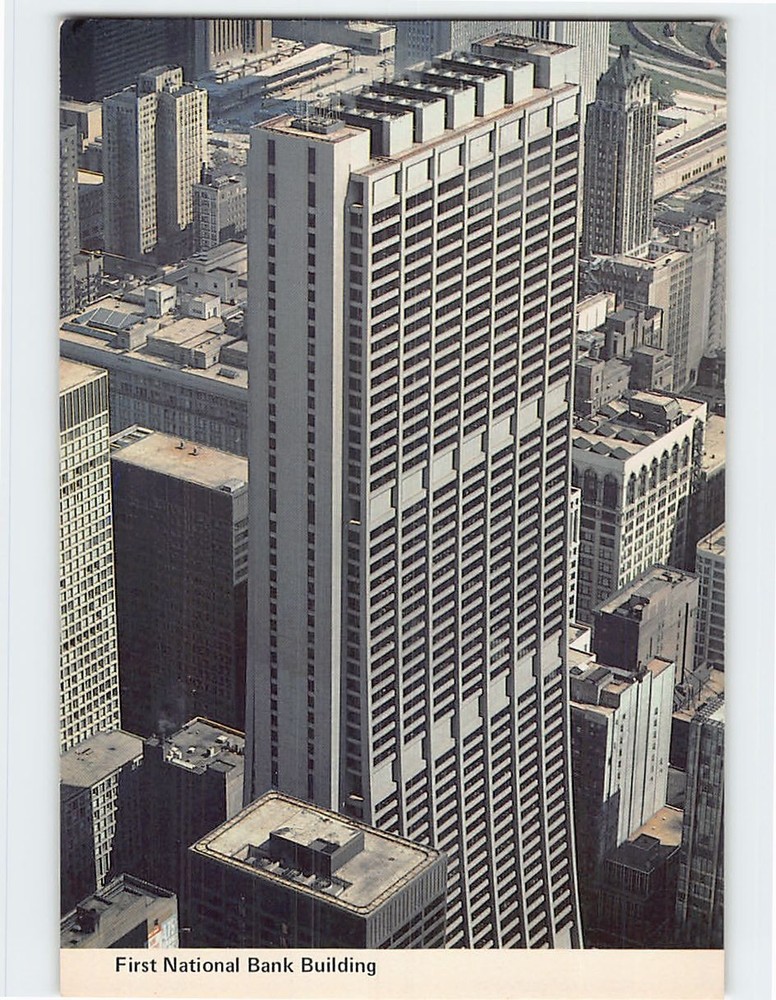 Postcard Bank Building First National Bank Of Chicago Illinois USA