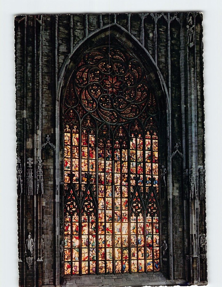 Postcard Stained Glass Window Milan Cathedral Italy