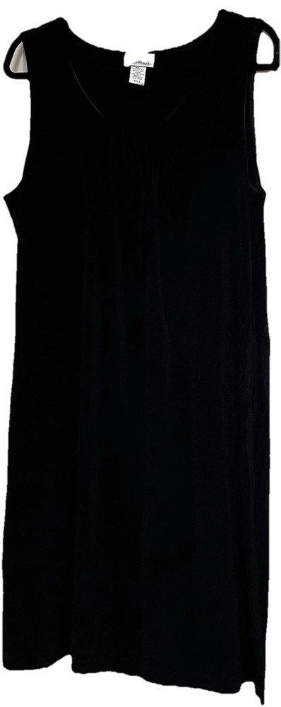 Chico’s Travelers Sheath Dress Size 3 Black Slinky Knit Knee Length Sleeveless