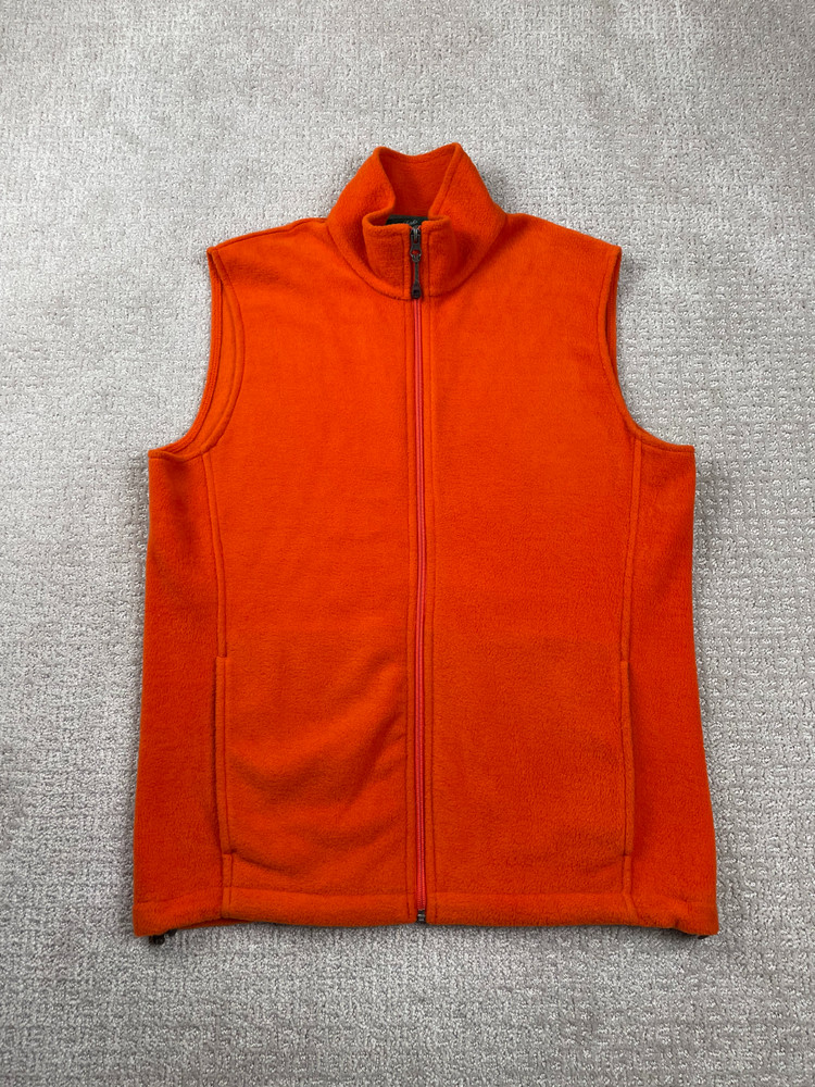 Woolrich Vest Mens M Orange Fleece Sleeveless Jacket Full Zip Outdoors Hunting
