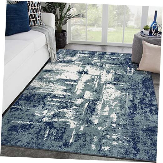 Hampstead Abstract Blue Area Rug - Medium Pile Modern 4x5-image