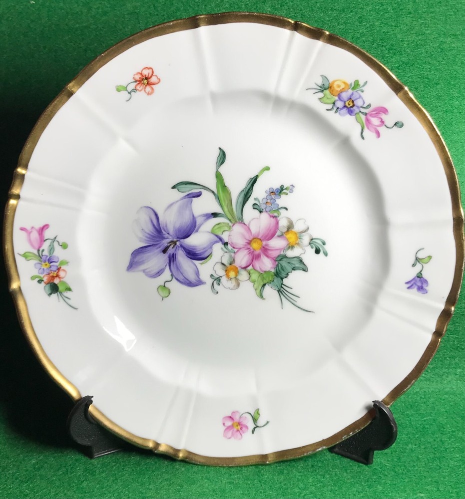 Vintage Bing Grondahl Saxon Flower Deep Plate Hand Painted 9.5 Inch