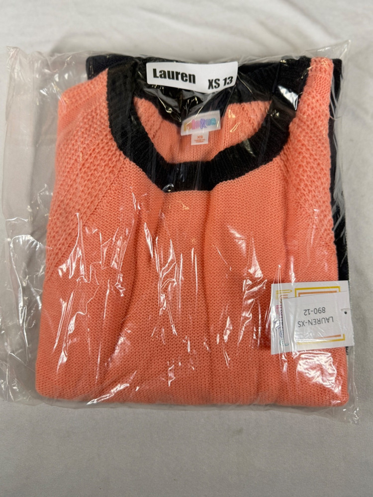 New LuLaRoe Lauren Sweater Dress Raglan Sleeves Cable Knit Size XS 13