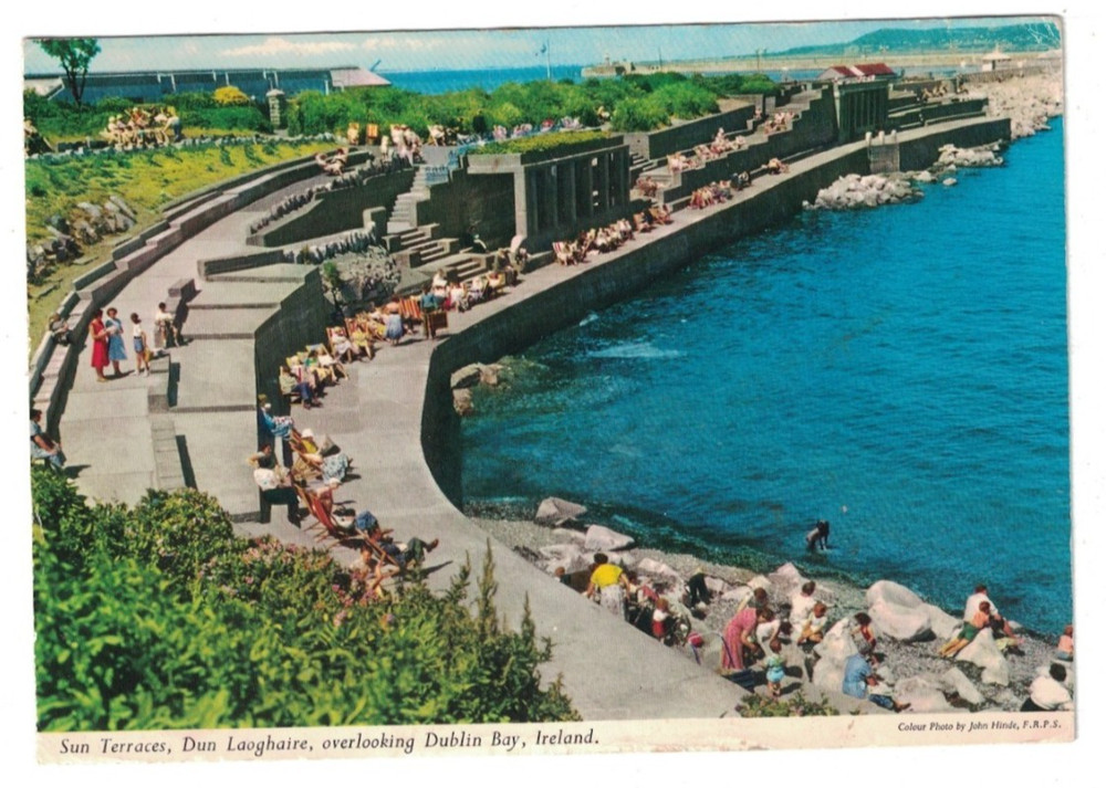 Vintage 1970'S Sun Terraces Dun Laoghaire Dublin Bay Ireland Postcard