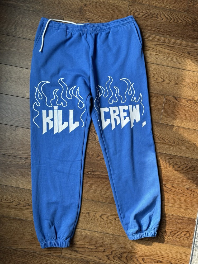 Kill Crew Men's Jogger Sweatpants 3XL Blue White Letters Drawstring Pockets