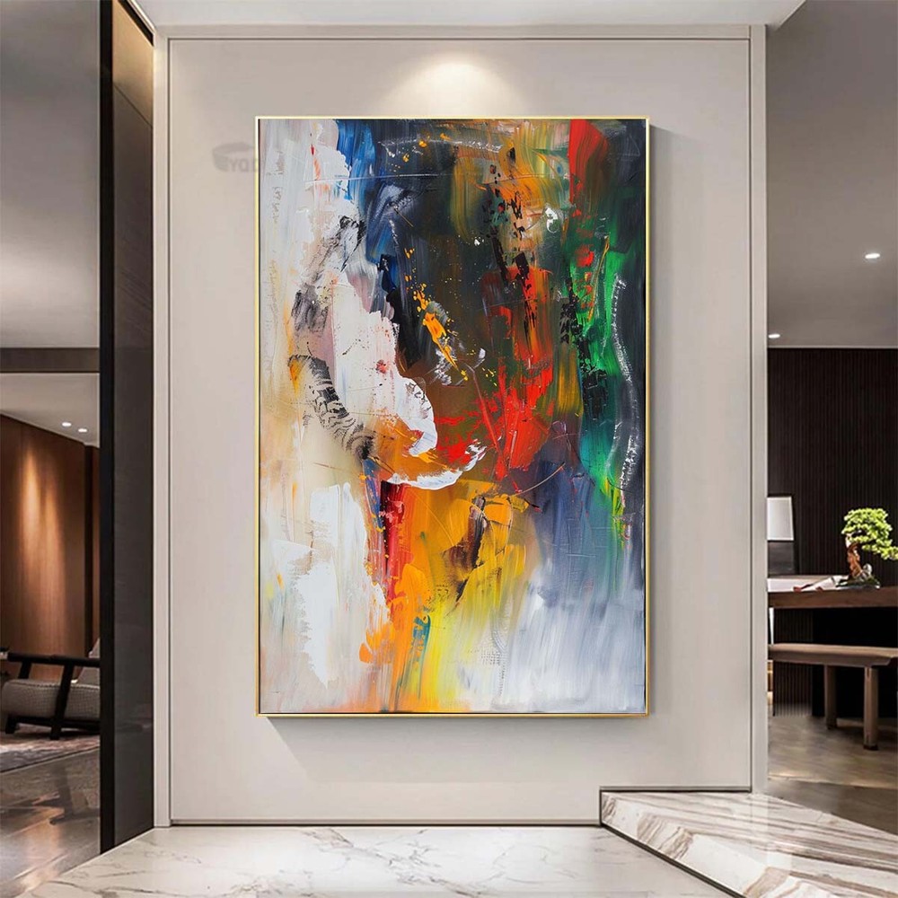 Modern Abstract House Decor Hand-painted oil painting on canvas Wall Art #011