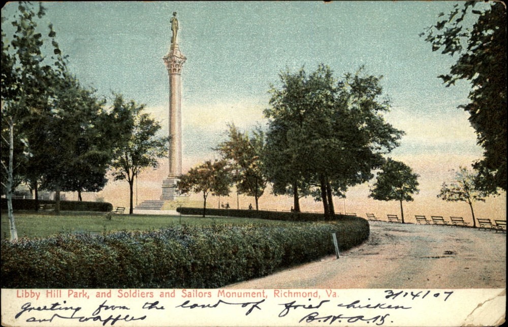 Civil War Confederate Monument Richmond Virginia UDB postcard posted 1907 t903
