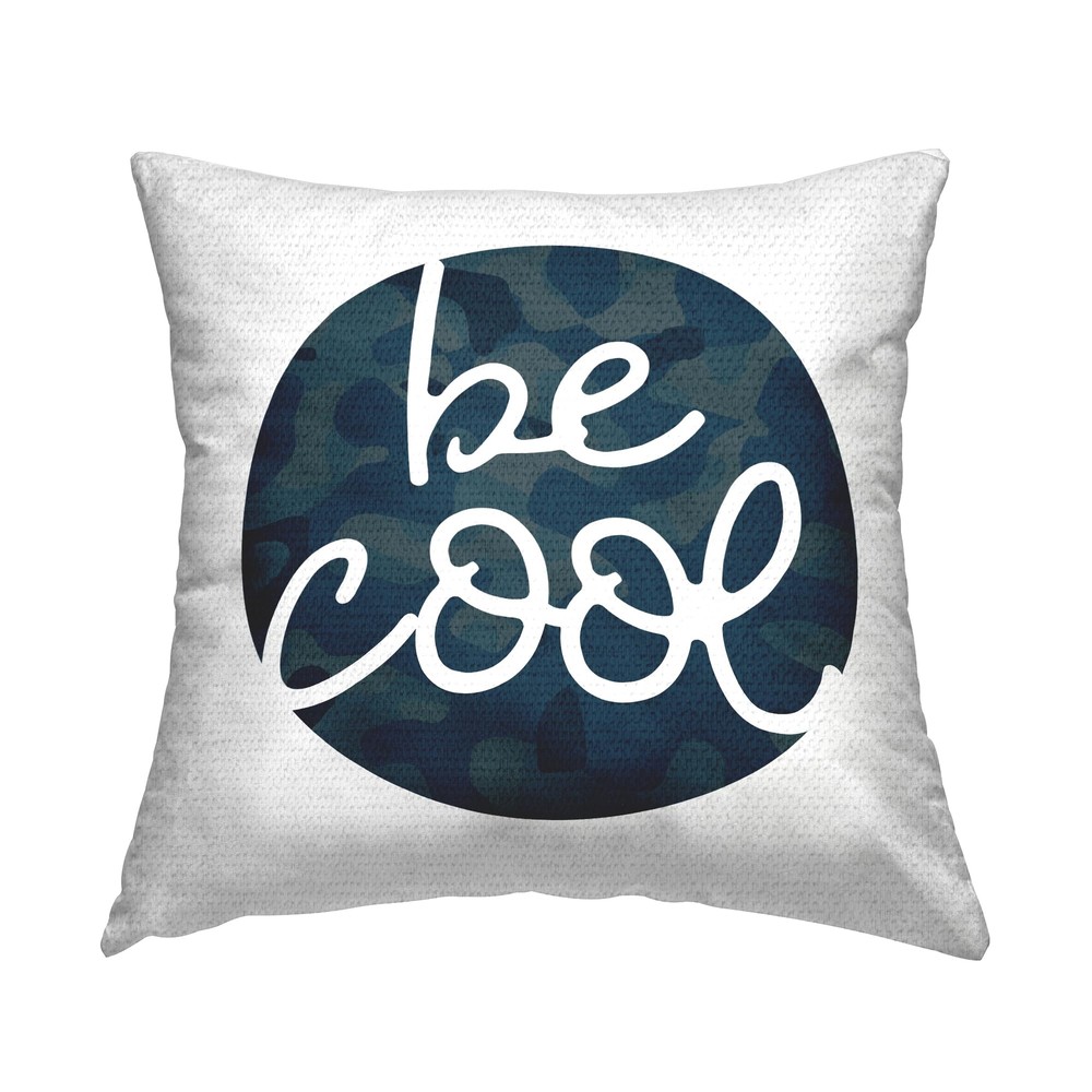 Be Cool Blue Camo Circle Outdoor Printed Pillow 18×18 Inch