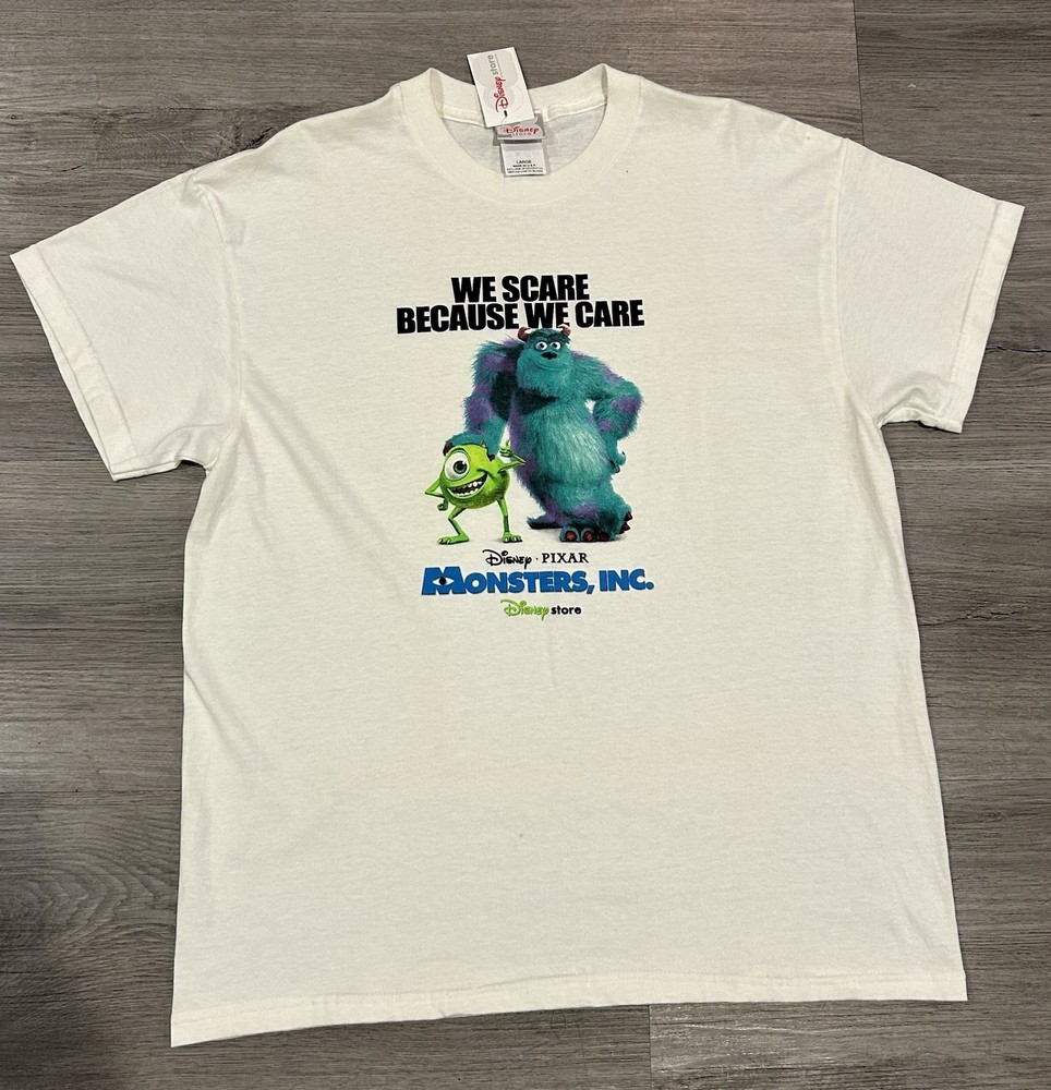 NWT Vintage Disney Pixar Monsters Inc. white cotton t-shirt Size L
