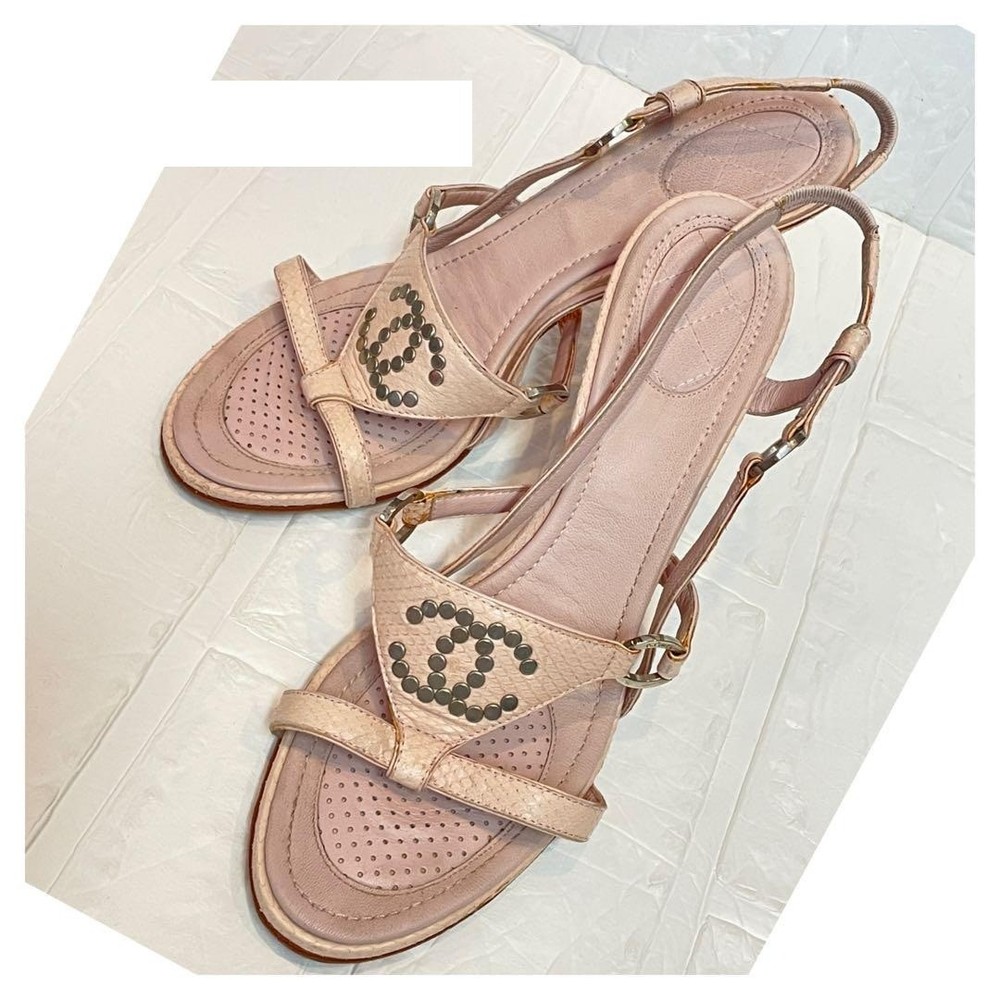 CHANEL Pink Heeled Mule Sandals for Women EU 38