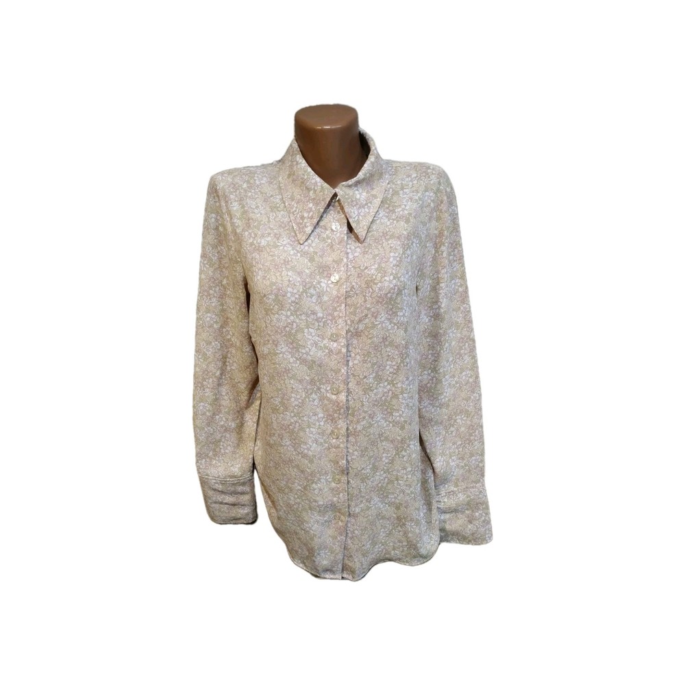 H&M  women's  blouse size M/L, Beige  White Pink Green,Floral