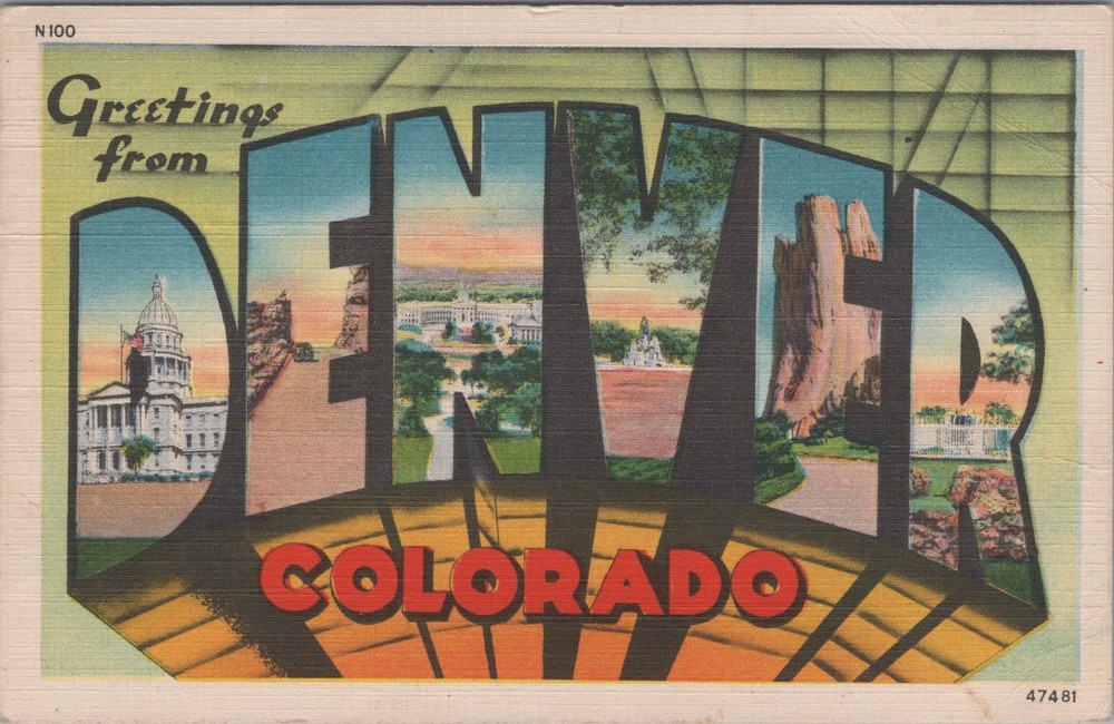 Vintage Linen Postcard Greetings from Denver Colorado Landmarks