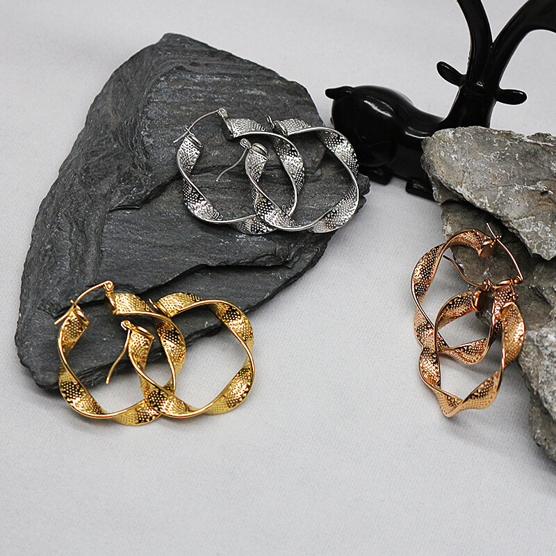 Ear Stainless Steel Clip Three-color Minimalist Round Earring Fashion Women's