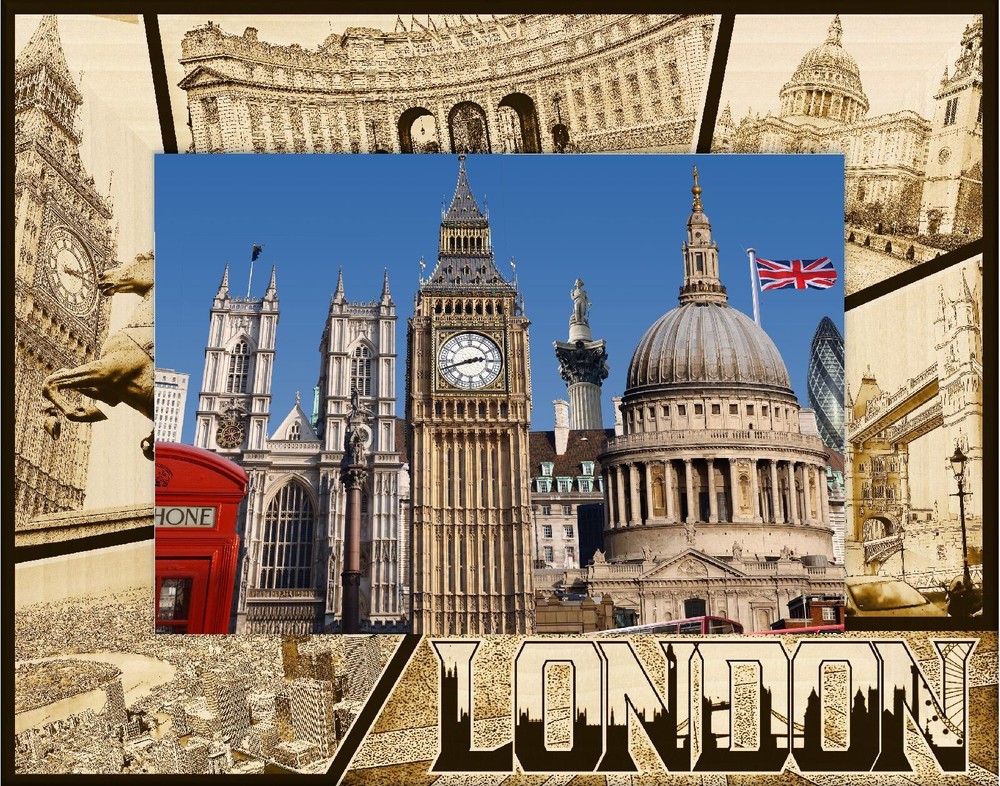 London England Laser Engraved Wood Picture Frame Landscape (4 x 6)