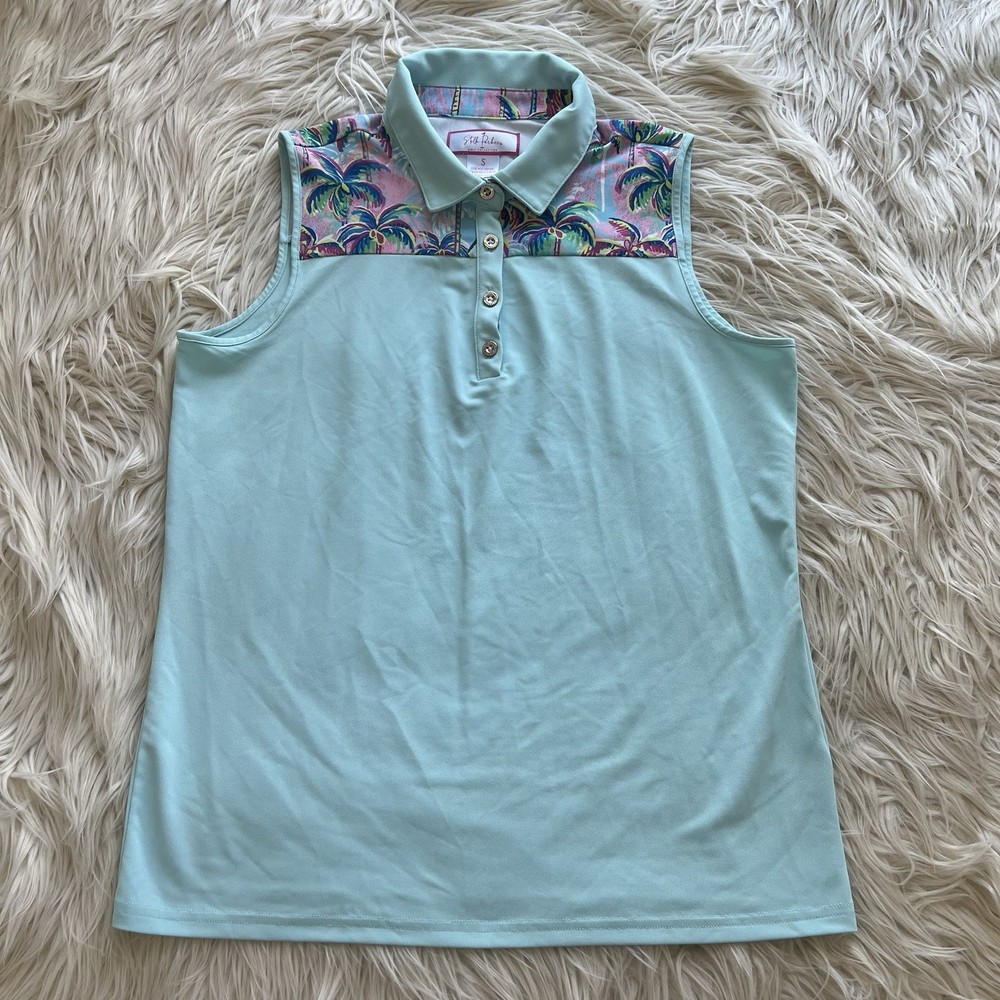 Stella Parker Golf Sleeveless Polo Shirt Floral Tropical Palm Tree Women’s S