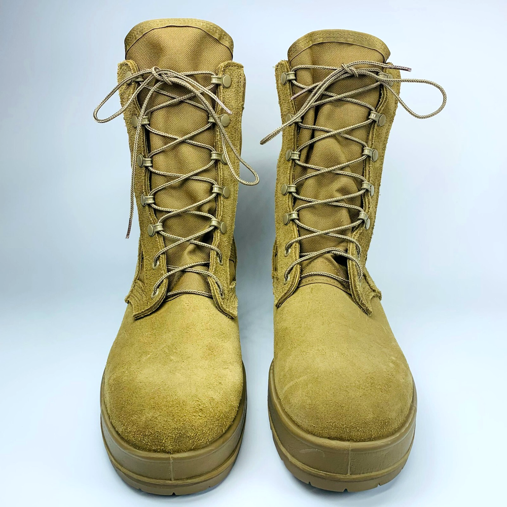 Vibram Mens 11R Beige Military Suede Leather Lace Up Hiking Hunting Boots