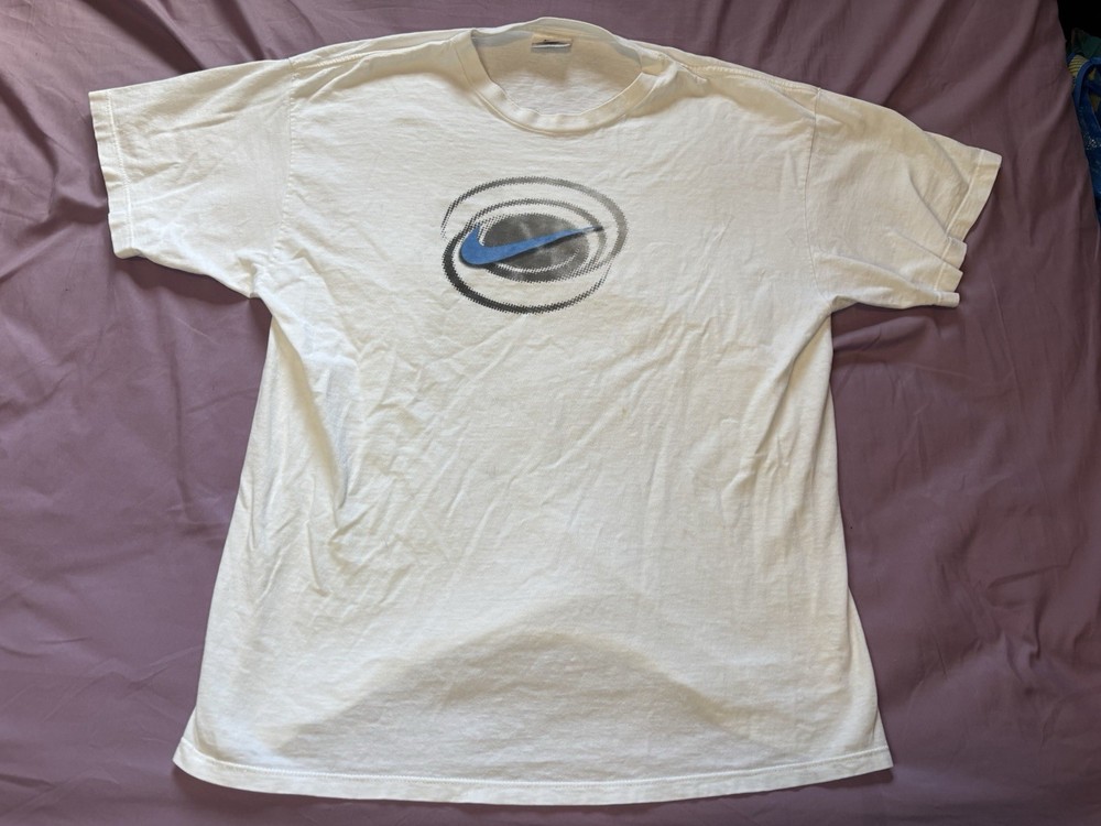 Vintage Nike Shirt Mens Large White Blue Swoosh Logo 90s USA Basketball Graphic