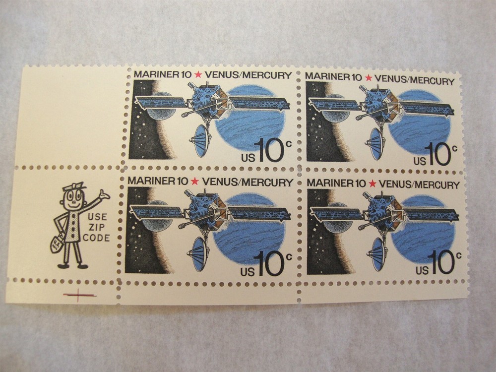 Vintage 10c Mariner 10 Venus Mercury US Postage Stamps Plate Block MNH