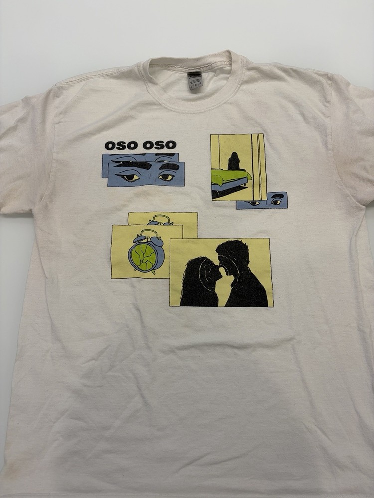 Oso Oso Graphic T Shirt Size Large Indie Rock Band Merch Collage Print Tee