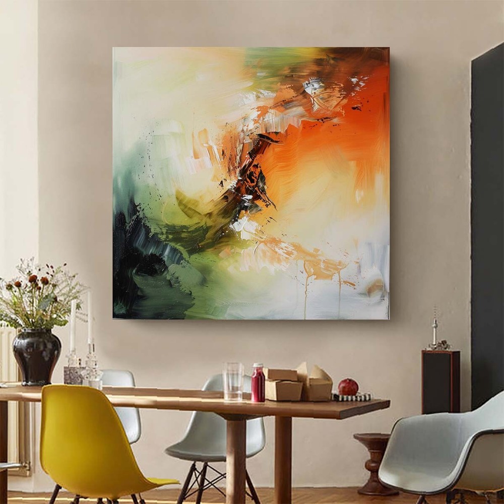Abstract Wall Art Handmade Texture Oil Paintings On Canvas Home Green yellow
