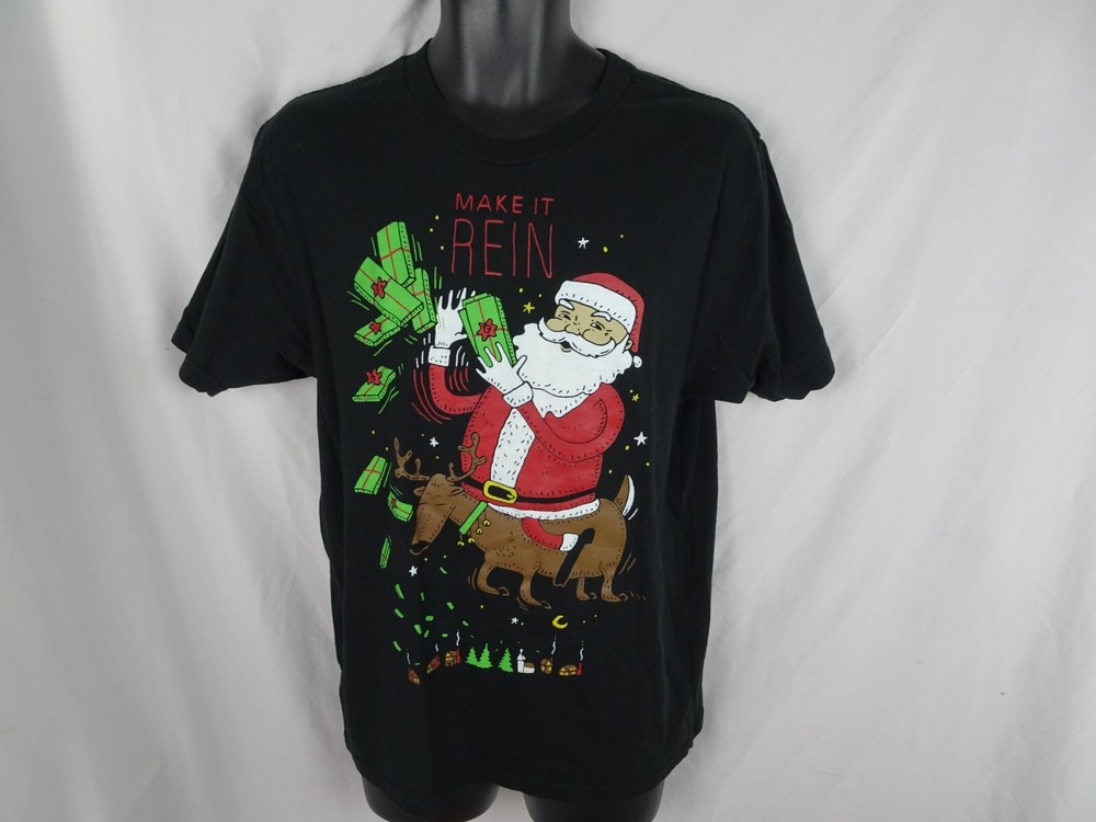 Holiday Time Make It Rein Christmas Shirt Size M (38-40)