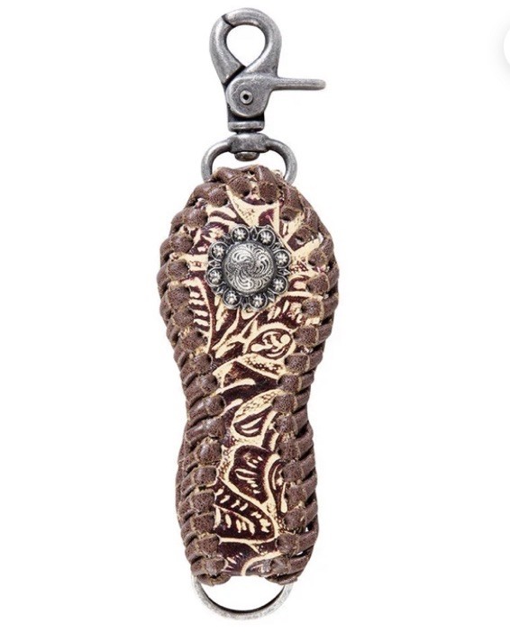 Myra Bag Hand Tooled COMMUNIQUE Leather Key Fob 7081
