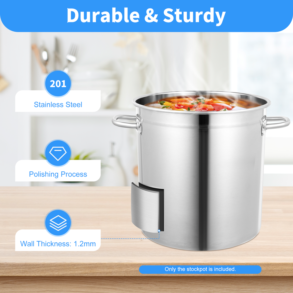 35L/9.25Gal Stock Pot Stainless Steel Large Kitchen Soup Big Cooking Restaurant