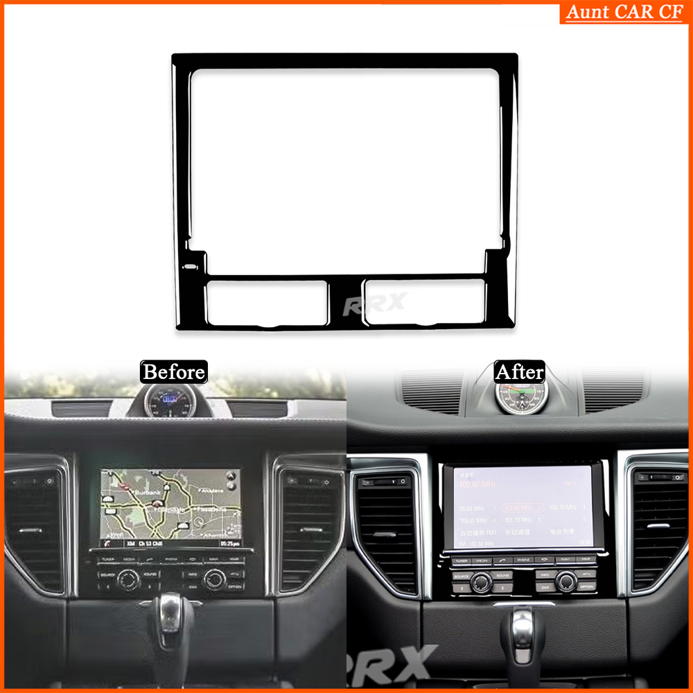 For Porsche Macan 2015-18 Piano Black Center Dashboard Screen Media Panel Trim