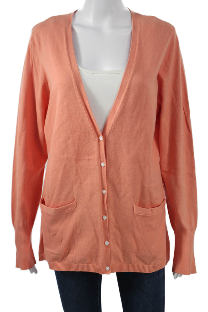 Neiman Marcus Women Cardigan Orange V Neck Button Long Sleeve Size XLFree Shipping in US $100+ Orders | $6.95 Orders Below