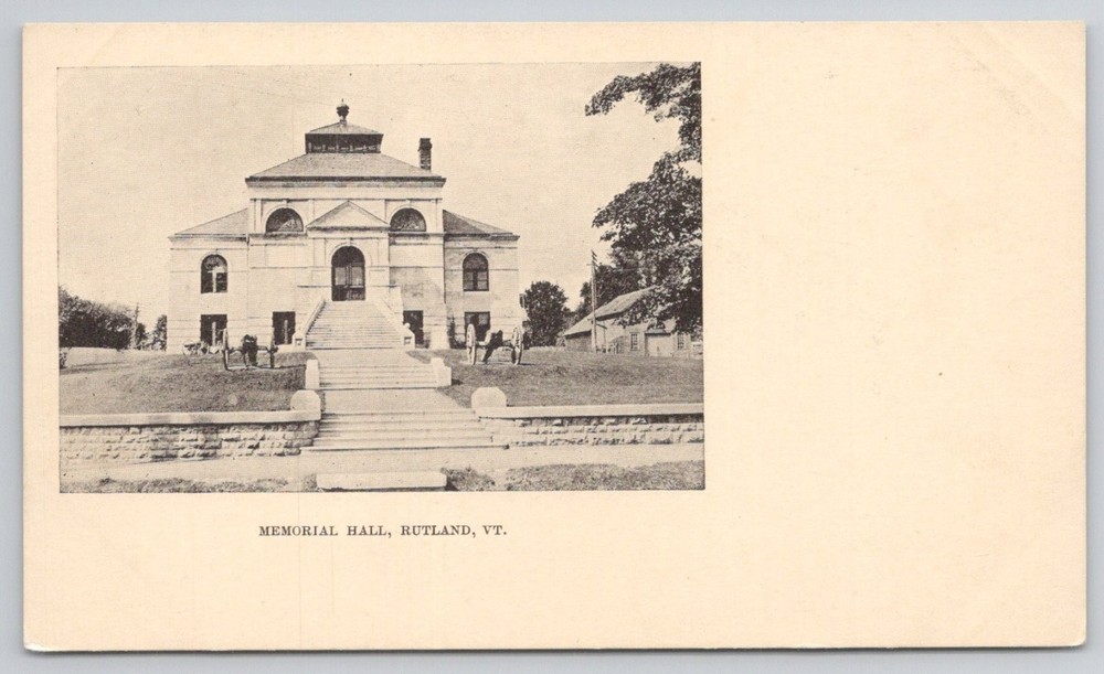 Rutland, VT Memorial Hall Vintage Postcard Early 1900s Architecture